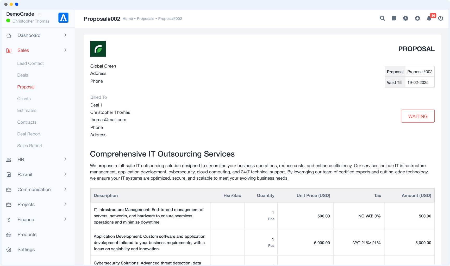 ERP system for IT businesses